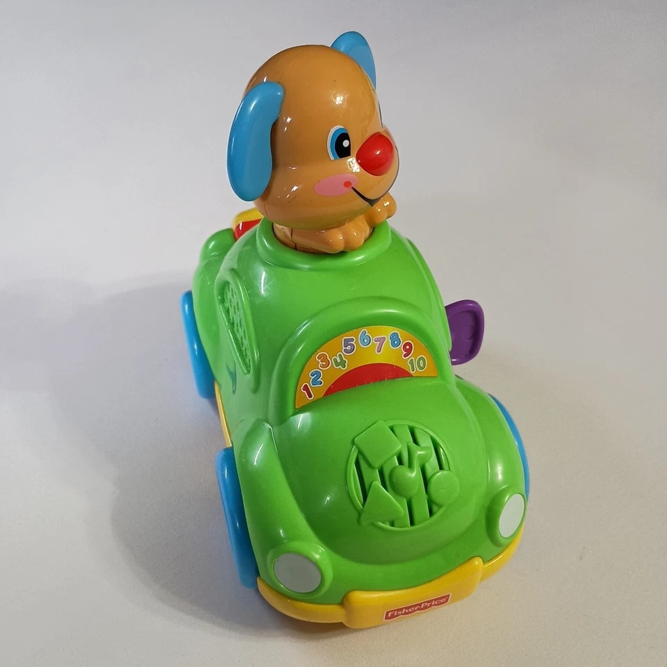 Coche de aprendizaje musical Fisher Price Laugh & Learn Puppy verde 2011 probado por Mattel  Foto 2 de 4