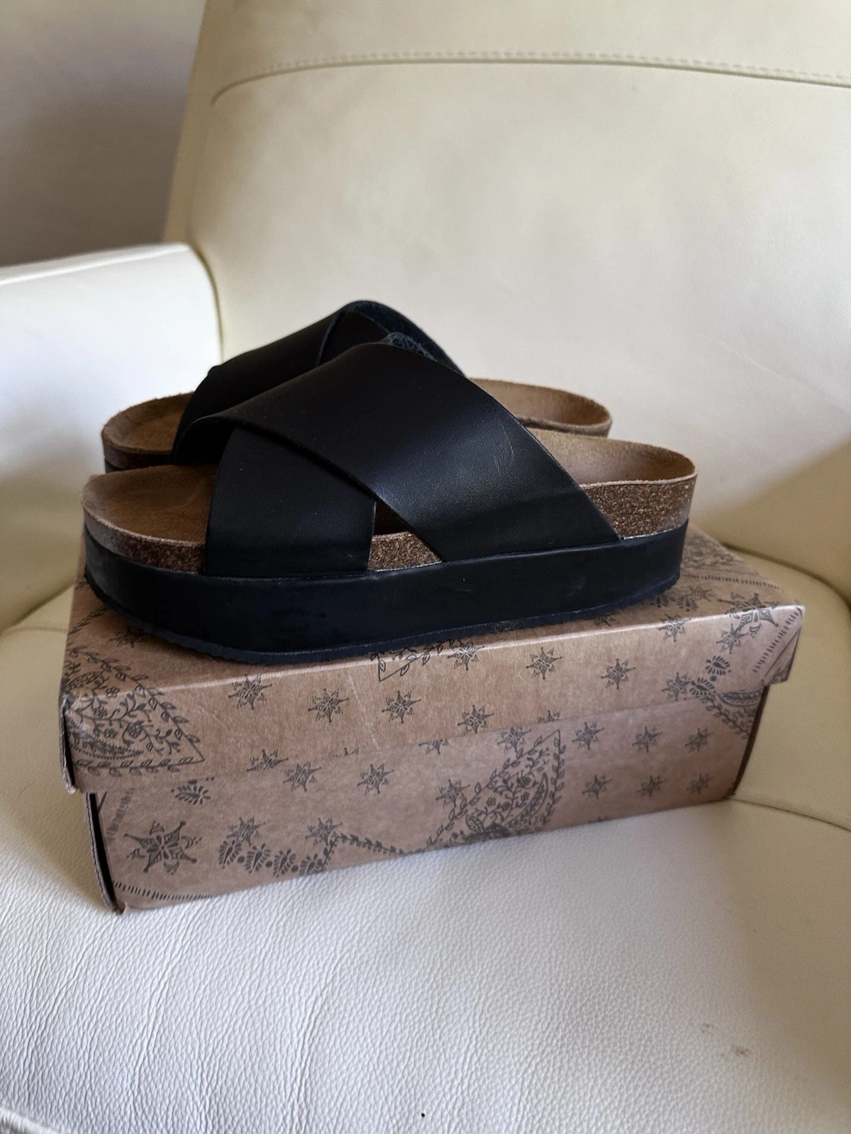 Free People Sidelines Flatform Sandals – Black – Size EU 37 (UK 4)