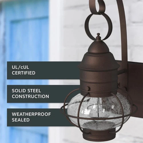 Nantucket Outdoor Light Fixture, 14.25 Inch Exterior Wall Lantern Sconce for ... - Picture 4 of 6