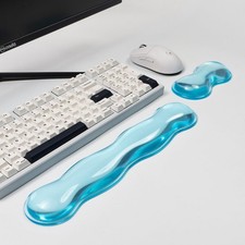 Blue Ergonomic Silicone Gel Keyboard Mouse Wrist Rest Set for Typing