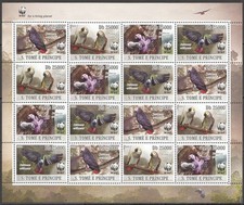 A0099 2009 SAO TOME & PRINCIPE WWF BIRDS PARROTS FAUNA #3777-3780 SH(4SET) MNH