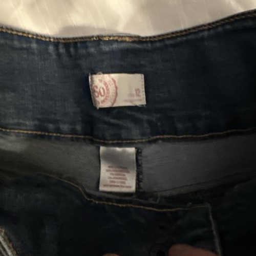 SO Girls Blue Denim Jean Shorts Size 12 stretch adjustable cuffed clean and cute - Picture 3 of 11