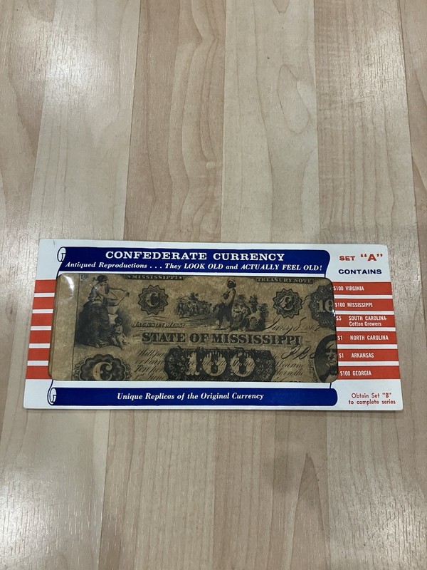 Confederate Currency Set “A” - 6 Antiqued Reproductions Vintage Souvenir Copies