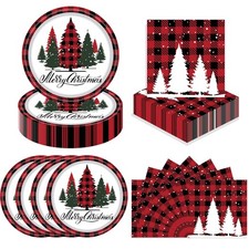 Christmas Paper Plates and Napkin Party Supplies Decoration Disposable Tableware