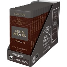 Organic Dark Chocolate Bar, 70 Cocoa, Rich  Intense, 90 g Pack of 15