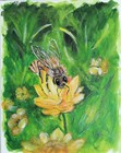 Original 8 x 10 Colorful Bee Flowers Acrylic Wall Art Canvas Painting — photo 3