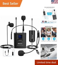 UHF Wireless Lavalier Mic System with 165ft Range Rechargeable Transmitter