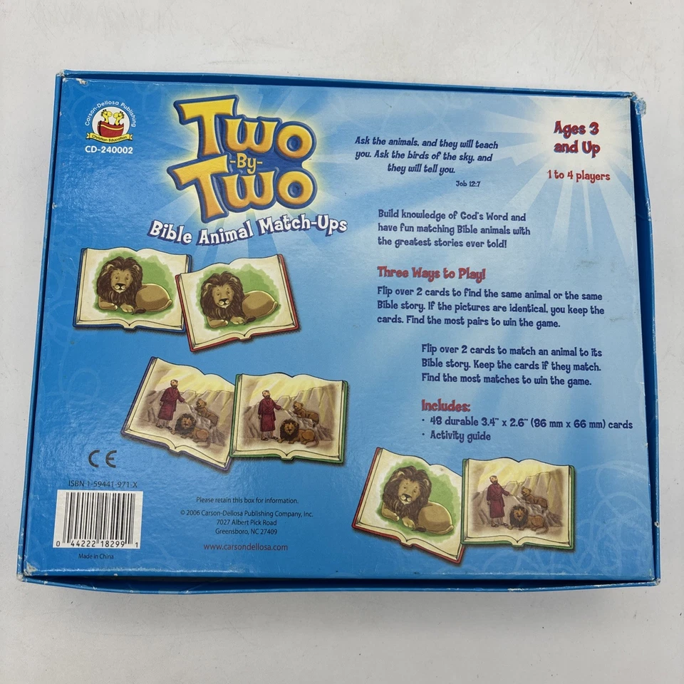 Two By Two Bible Animal Matchups Matching Game Complete HTF Educational Biblical - Image 2 of 4