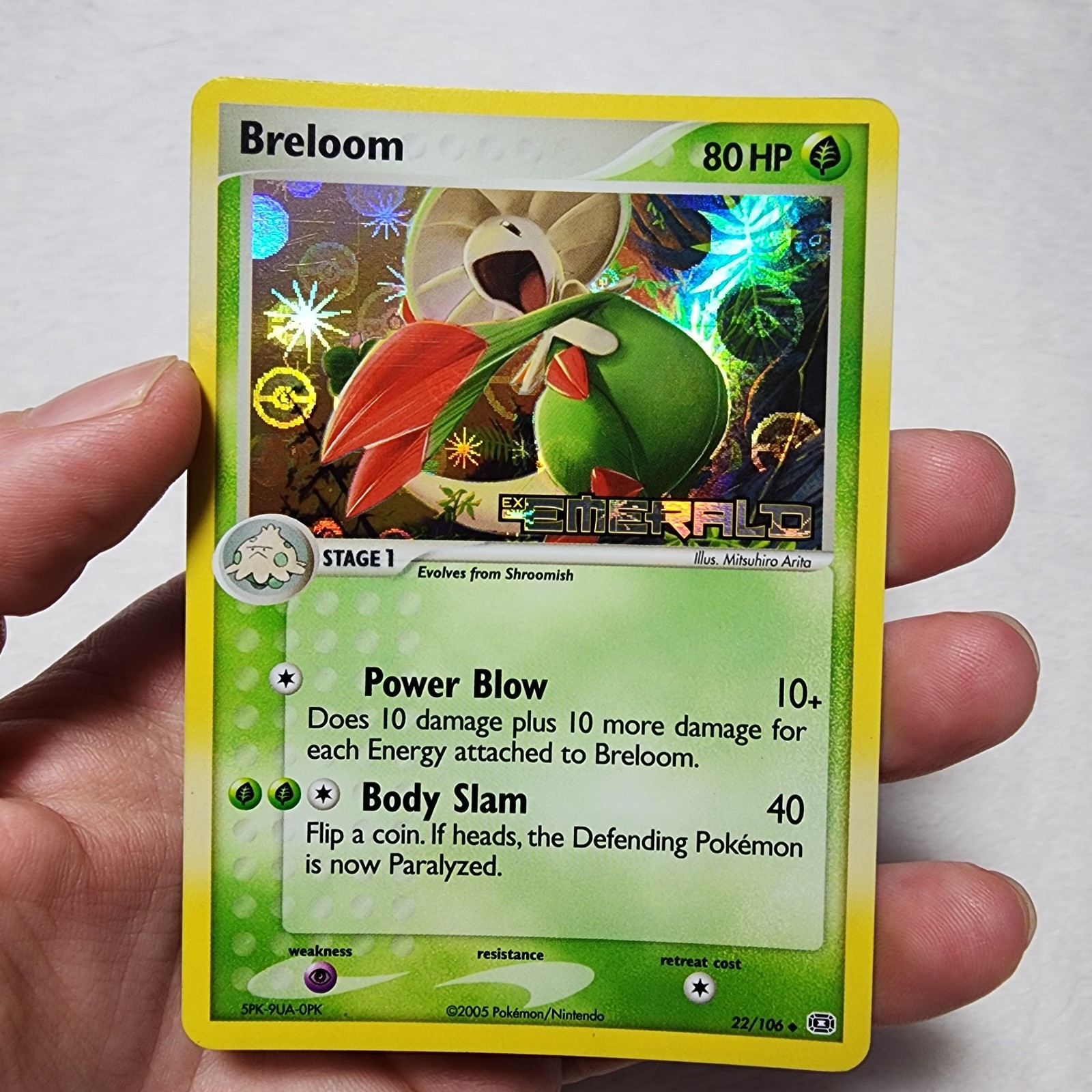 Breloom 22/106 EX Emerald Stamped Reverse Holo Pokemon Holo Bleed