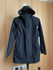 ARCTERYX GORE-TEX 100% NYLON HOODED BLACK COAT JACKET FULL ZIP WOMENS SIZE M SKI