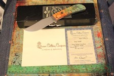 Vintage Queen USA SALESMAN SAMPLE Orange Sherbert Birch Fixed Blade Knife NIB