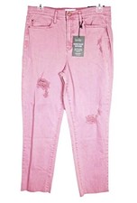 Nicole Miller Womens 8 NOMAD High Rise Jeans Straight Denim Pant Distressed Rose