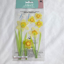 Jolee's Dimensional Daffodils Stickers Yellow Green Flowers 8 pcs SPJV010-10-SB