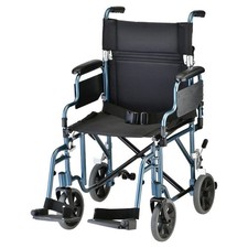 Nova Medical - Lightweight Transport Chair Desk Arms - 19" Footrests Blue 349B