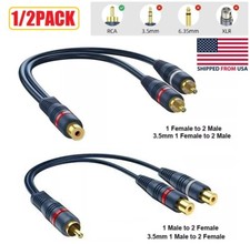 RCA 1 Female to 2 Male RCA 1 Male to 2 Female Audio Y-Converter Splitter Adapter