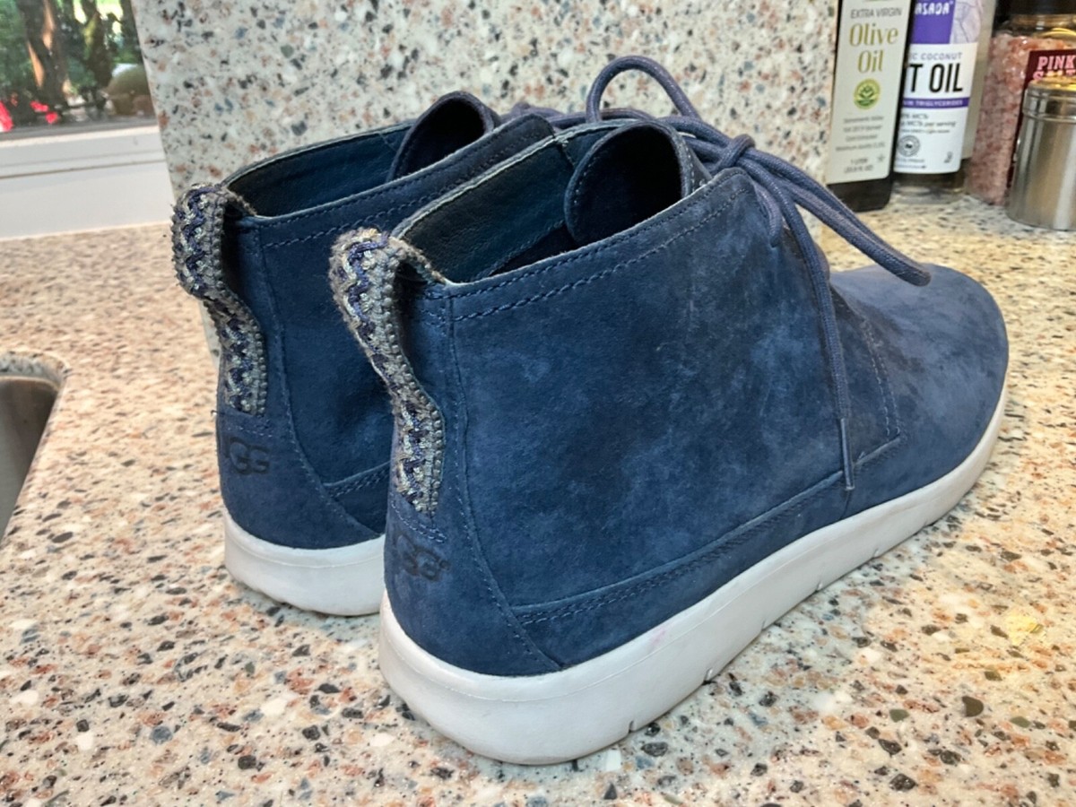 UGG NAVY BLUE SUEDE DESERT BOOTS FREAMON 12/45.5 LACE UP  display picture 2