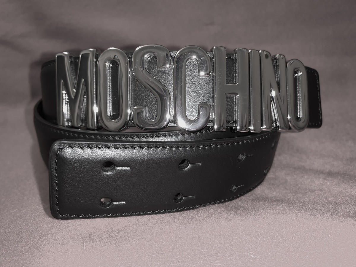 Moschino Couture! LOGO LETTERING Leather Belt. Unisex. 36/52