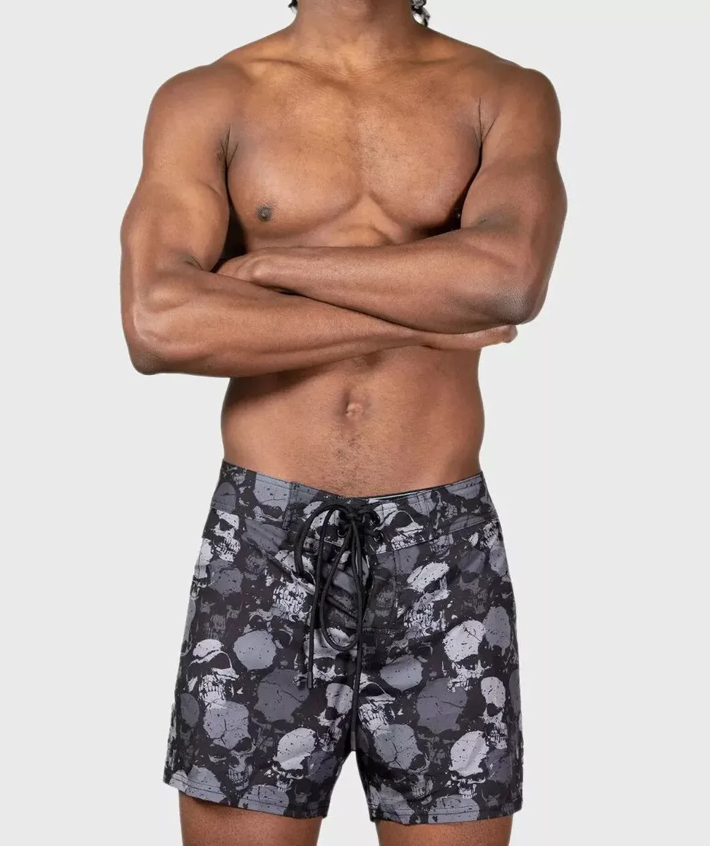 Killstar Sepulture Swim Shorts Skull Mens Drawstring Goth Grunge