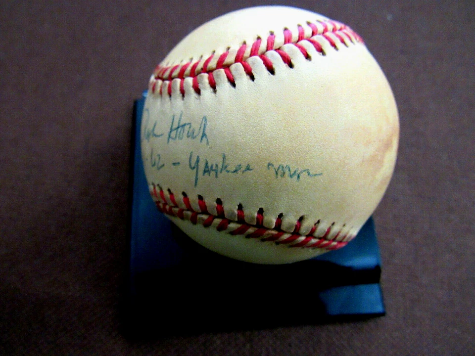 RALPH HOUK 61-62 YANKEES MANAGER SIGNED AUTO VINTAGE GAME USED OAL BASEBALL JSA  - Image 2 of 3