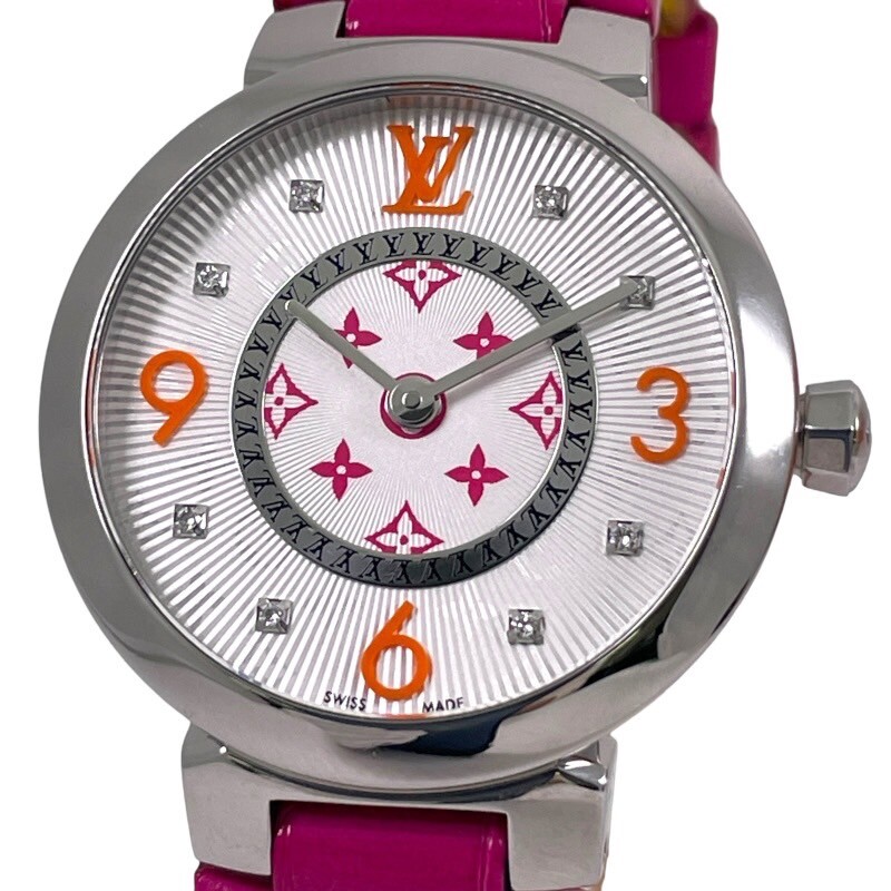 AUTH LOUIS VUITTON WATCH TAMBOUR SLIM 8P DIAMOND QA146