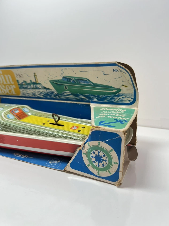 Ohio Art Mechanical Cabin Cruiser No.101A / Tin wind up toy boat Tested Working - Image 3 of 4