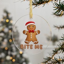 Funny Christmas Ornament, Bite Me Gingerbread Man, Funny Christmas gift ornament
