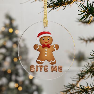 Funny Christmas Ornament, Bite Me Gingerbread Man, Funny Christmas gift ornament