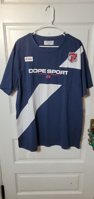 XL DOPE SPORTS BOUGIE CREW 100 % Cotton NWT. PATCH #9 on BACK NATIONAL TEE NAVY