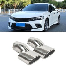 Pair Exhaust Tips Muffler Tip Pipe Stainless Steel For Honda Civic 22-25 Silver