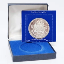1974 PR Barbados $10 Coin .925 Sterling Silver 42mm in Box (otx1044)