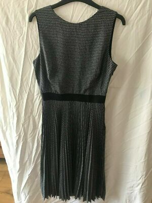 Ladies Max Studio Pleated Print Black white Dress UK RRP £ 80