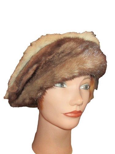 Women's Winter Beanie Hat - Genuine Mink Fur With Earflaps And Fox Fur Pom Pom, BOONJOVIA