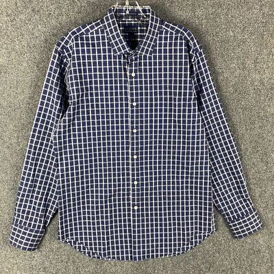 J Crew Shirt Men's Large Thompson Button Up Plaid Blue 16-16.5 Long Sleeve