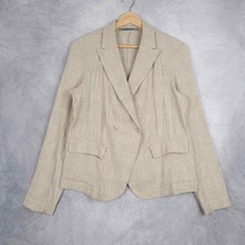 Transit Par Such Blazer Womens 2 / Small Beige Plaid Linen Blend Italian Jacket
