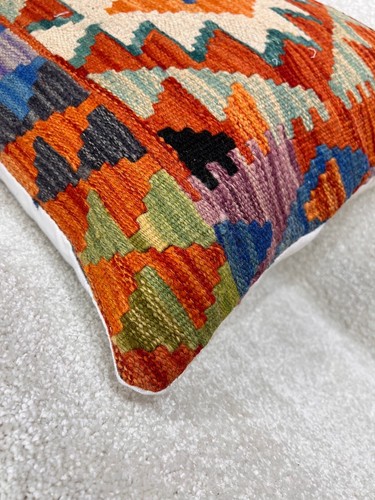 Fundas de cojín Afghan Kilim 100 % lana hechas a mano - multicolor - Imagen 22 de 91