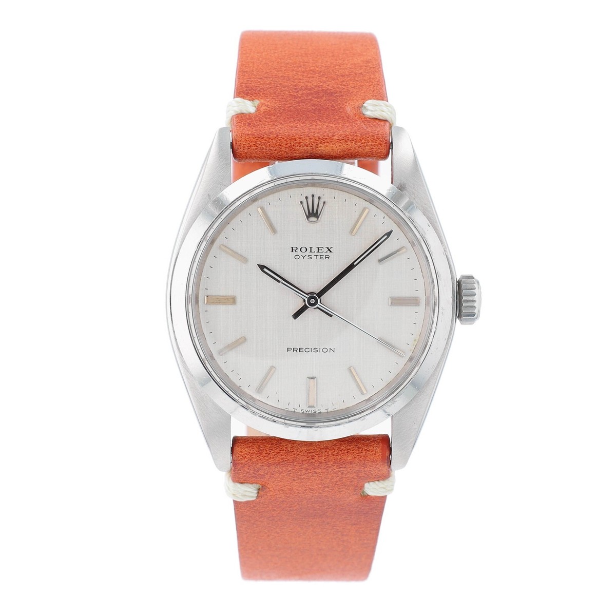 Vintage Rolex Oyster 6426 Date Watch Rare Silver Linen Dial Brown