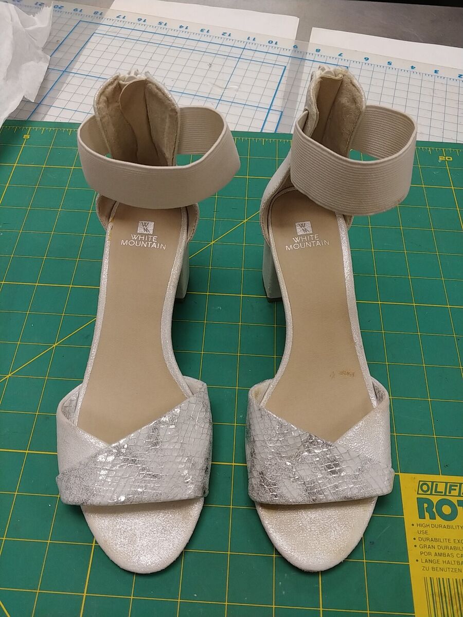 White Mountain Womens Sandals Block Heels Shoes white/silver White Mountain Womens Sandals Block Heels Shoes white/silver