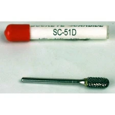 Carbide Burr (SC-51D) Cylindrical Ball Nose - Double Cut - 1/8 x 1/4 x 1/2 x 2