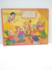 VTG Snow White and 7 Dwarfs Framed Jigsaw Picture Puzzle Walt Disney Cartoon 2