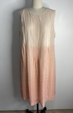 Joan & David Women Dress Size 50 LRG silk sleeveless Shift Cream Apricot Midi