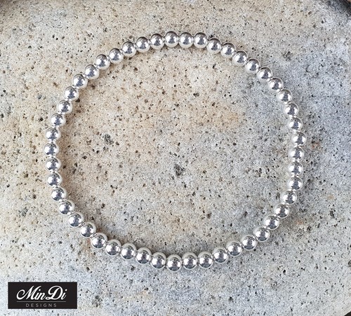 Stackable Stretch Bracelets With Sterling Silver & Green Serpentine Canada Jade - Picture 7 of 9