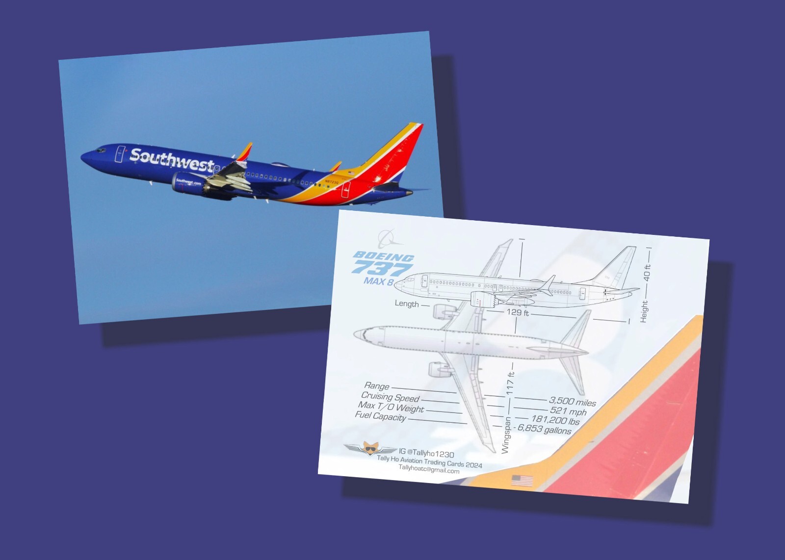 Southwest Airlines 737 Set #1 - 65 Airplane Trading Cards - 2.5"x 3.5"