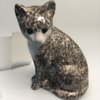 Vintage Elpa Alcobaca Portugal Gray & White Cat Green Glass Eyes 10.25" Tall