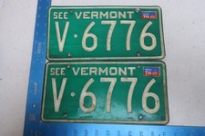 Vermont License Plate Tag VT 1976 76 Pair Set V-6776 V 6776