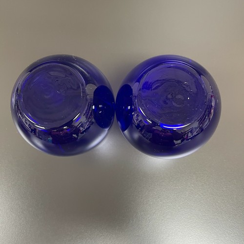 Libbey Cobalt Blue Glass Glasses Stemless 4 1/2" high Lot of 2 - Picture 8 of 9