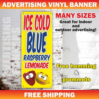ICE COLD RASPBERRY LEMONADE Advertising Banner Vinyl Mesh Sign FRESH SQUEEZED
