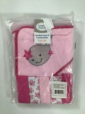 Baby Loveable Friends Girly Whale Hooded Towel Washcloth Set 5 Pck 30x30 NEW