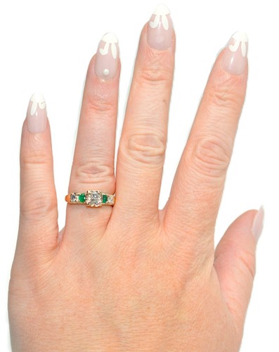 Natürlicher Diamant & Smaragd Ring 14K massiv Gold 0,64tcw Verlobungsring Mai grün - Bild 2 von 16