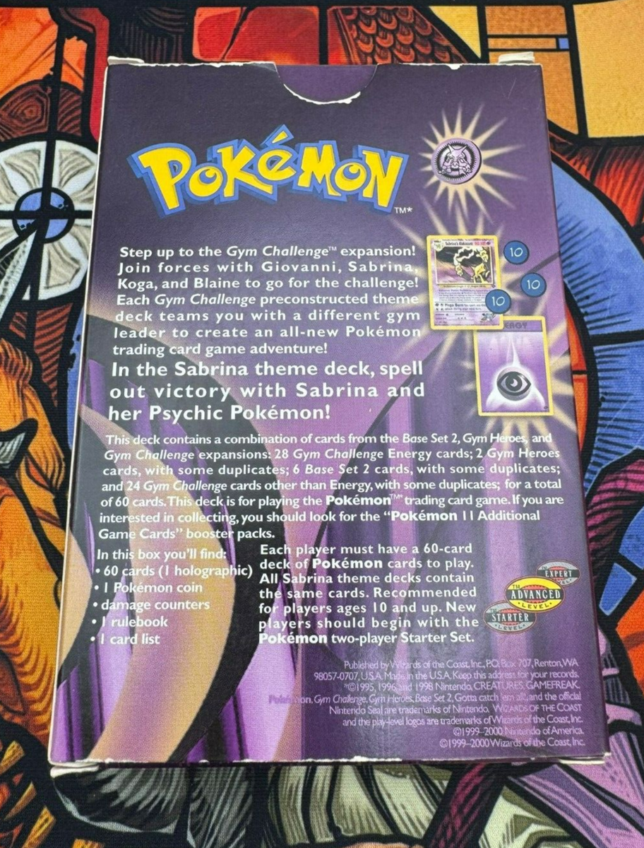 Pokémon - Sabrina Theme Deck Gym Challenge box + manual and
