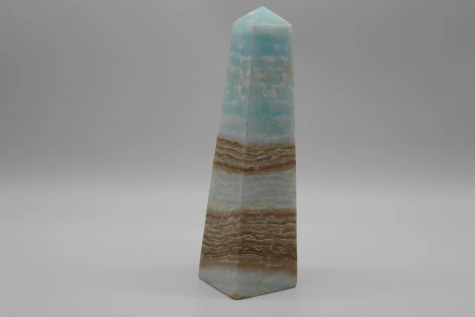 Calcit blau Caribbean Calcite Tower Oberlisk Pyramide Decor Heilstein Edelstein  - Bild 4 von 4